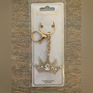 Gold Crown Crystal Keychain - Women Accessories